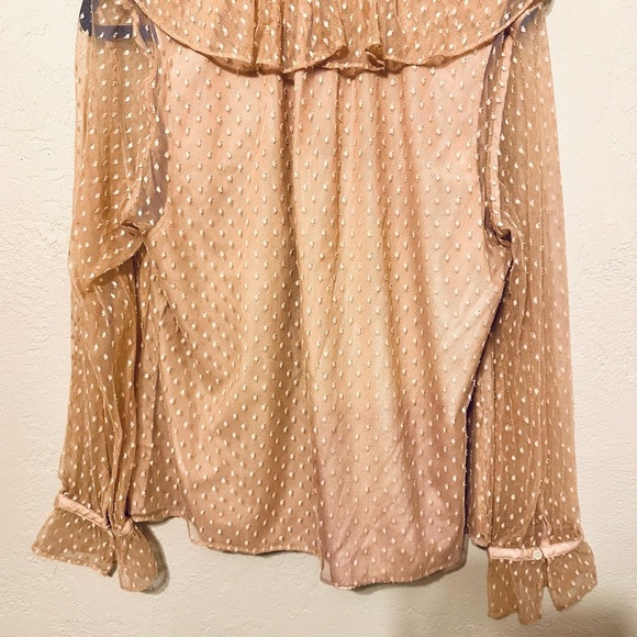 J. Crew Women's Tan Ruffle Blouse size Large NWOT - Picture 3 of 4